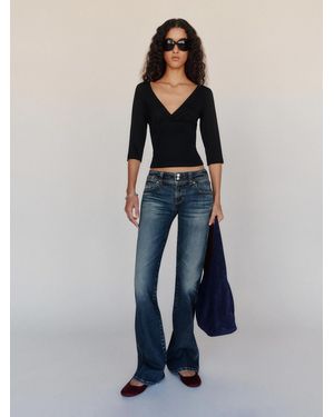 Reformation Brent Stretch Low Rise Bootcut Jeans Denim - Blue