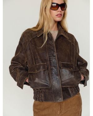 Reformation Veda Daphne Leather Bomber - Brown