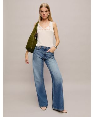 Reformation Cary Lived-In Wide Leg Jeans - Blue