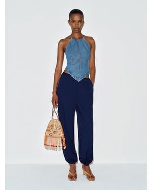 Reformation Dana Denim Halter Top - Blue