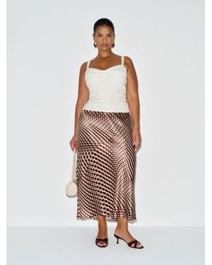 Reformation Layla Silk Skirt Es - White
