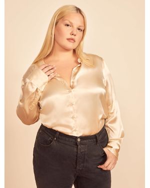 Reformation Sky Relaxed Silk Top Es - Natural