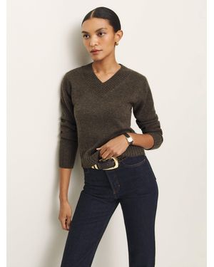 Reformation Dulce Cashmere V-Neck Jumper - Blue