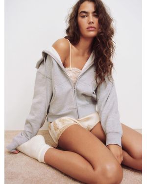 Reformation Austin Zip Up Hoodie Heather - Gray