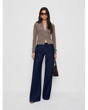 Reformation Florentina Cashmere Collared Cardigan - Blue