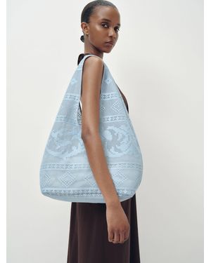 Reformation Aurelia Tote Bag Mist Floral Lace - Blue