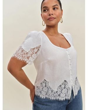 Reformation Josie Linen Top Es - Grey