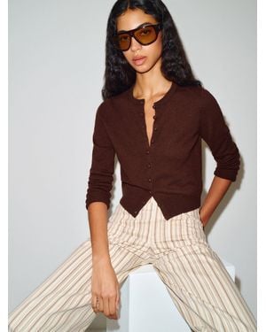 Reformation Caspia Cashmere Cropped Cardigan - Brown