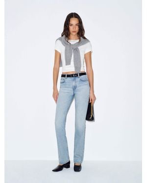 Reformation Leda Mid Rise Straight Jeans Denim - White