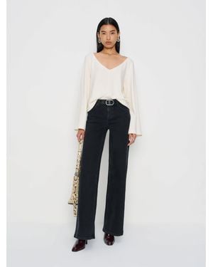 Reformation Greta Super Stretch Low Rise Wide Leg Jeans Denim - White