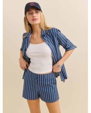 Reformation Austin Poplin Short French Stripe 4 - Blue