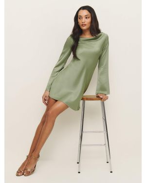 Reformation Pike Satin Dress - Green