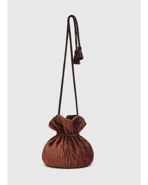 Reformation Aphrodite Pleated Pouch - Brown