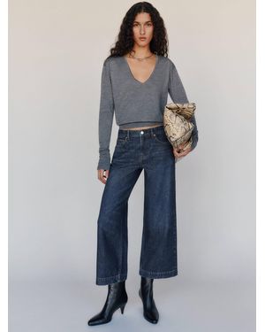 Reformation Cary Low Rise Slouchy Wide Leg Cropped Jeans - Blue