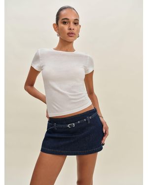 Reformation Khloe Low Rise Denim Skort 6 - Blue