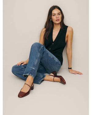 Reformation Maddox Slingback Heel Croc-Effect 10 - Blue