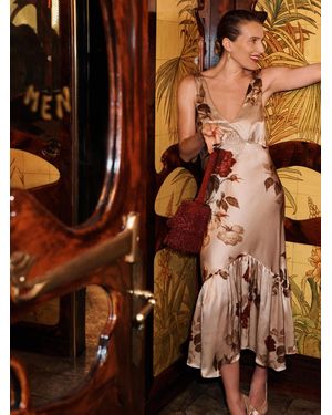 Reformation Cordia Silk Dress - Brown