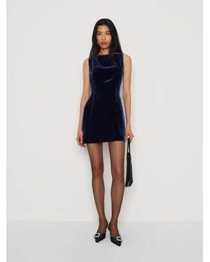 Reformation Brisbane Velvet Dress 0 - Blue