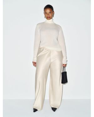 Reformation Gale Satin Mid Rise Bias Pant Es - Natural