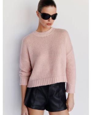 Reformation Cleo Cashmere Cropped Crew Jumper - Pink