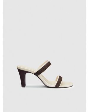 Reformation Lenora Heeled Sandal Chocolate Raffia 5 - Brown