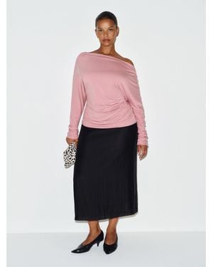 Reformation Helen Low Waist Midi Skirt Es Pitch 14 - Pink