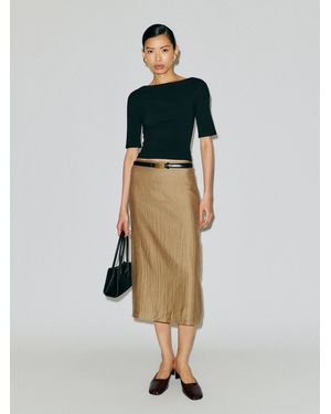 Reformation Helen Low Waist Midi Skirt 0 - Natural