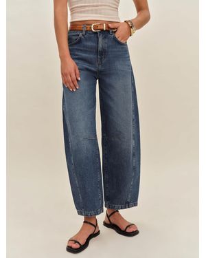 Reformation Tyler Mid Rise Barrel Jeans - Blue