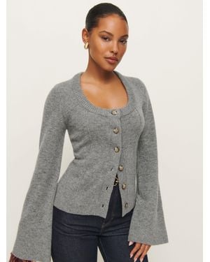 Reformation Karina Regenerative Wool Scoop Neck Cardigan - Gray