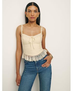 Reformation Paola Linen Top - Blue