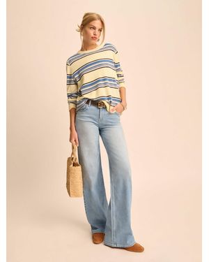 Reformation Greta Super Stretch Low Rise Wide Leg Jeans Denim - Natural