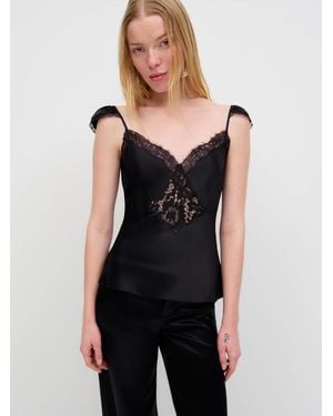 Reformation Serafina Silk Top 0 - Black