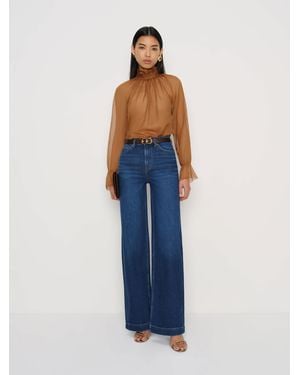 Reformation Bex Super Stretch High Rise Wide Leg Jeans Cotton - Blue