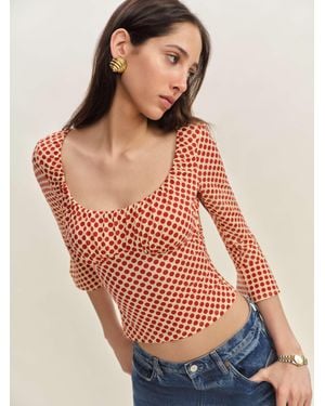 Reformation リフォーメーション ハーヴェイ ニット トップ Reformation Harvey Knit Top in Natural | Lyst