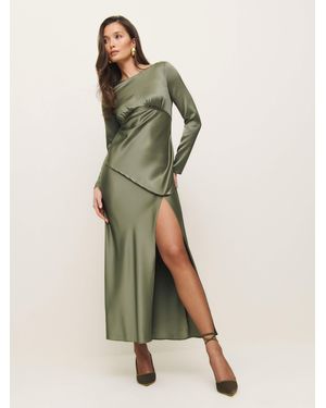 Reformation Naila Satin Dress - Green