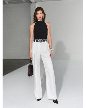 Reformation Alex Linen Mid Rise Pant - Grey
