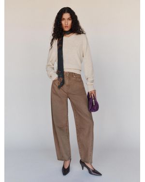 Reformation Tyler Mid Rise Barrel Jeans - Natural