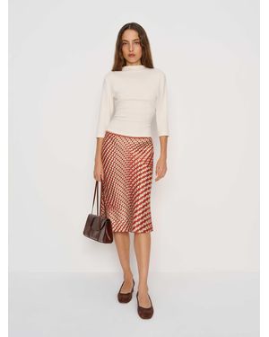Reformation Layla Silk Knee Length Skirt - White