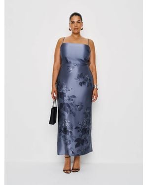 Reformation Frankie Silk Dress Es - Blue