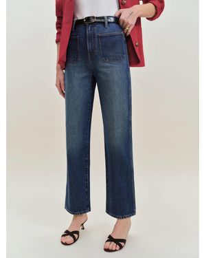 Reformation Alyssa Stretch High Rise Wide Leg Cropped Jeans - Blue