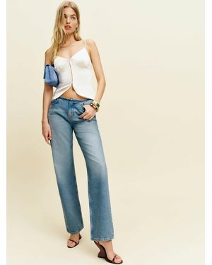 Reformation Charlee Low Rise Straight Leg Jeans Denim - Blue