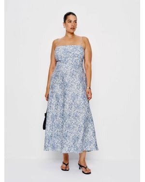 Reformation Monette Linen Dress Es - Blue