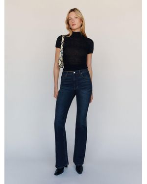 Reformation Taya Super Stretch High Rise Flare Short Jeans - Blue