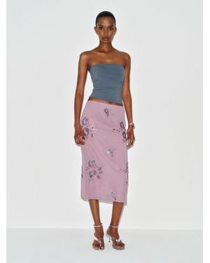 Reformation Helen Low Waist Midi Skirt Embellished 0 - Pink