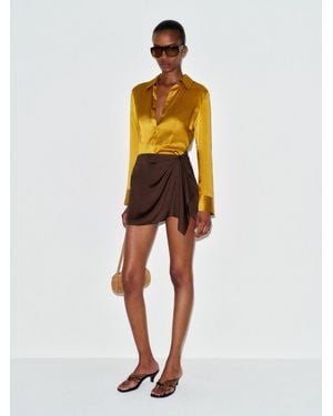 Reformation Milla Silk Skirt 0 - Brown