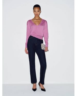 Reformation Micah V-Neck Sweater Top - Pink