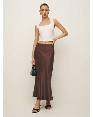 Reformation Petites Layla Silk Skirt 6P - Natural