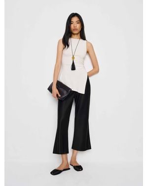 Reformation Gale Satin Mid Rise Capri Pant - White