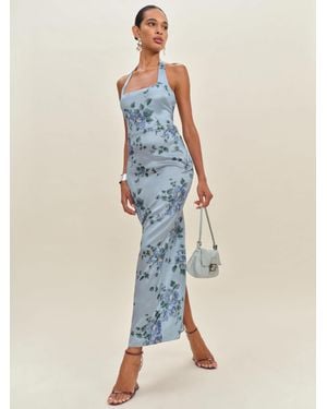 Reformation Ivan Silk Dress - Blue