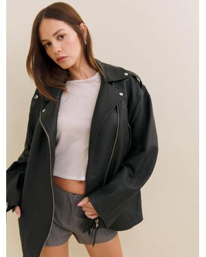Reformation Veda Doyer Leather Jacket - Black
